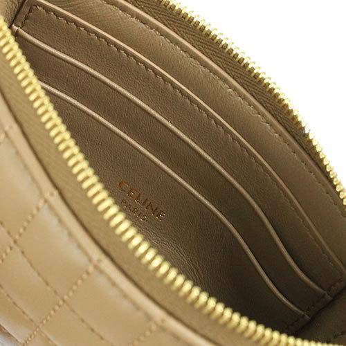 美品 CELINE キルティングレザー コインケース Cチャーム ブラウン CELINE セリーヌ 財布 ミニ財布 コインケース カードケース 小銭