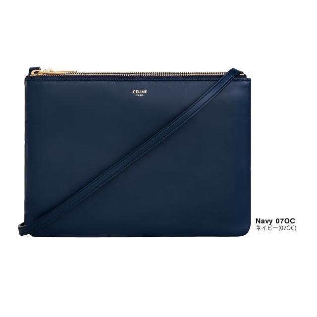 【美品】セリーヌ トリオラージ ショルダーバッグ ダークネイビー レザー CELINE セリーヌ バッグ ショルダーバッグ トリオ ラージ