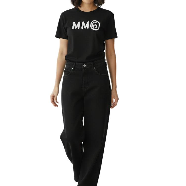 エムエムシックス メゾンマルジェラ MM6 Maison Margiela Tシャツ レディース 半袖 ロゴ コットン クルーネック 丸首 ブランド 綿100% おしゃれ 白 黒 青の画像