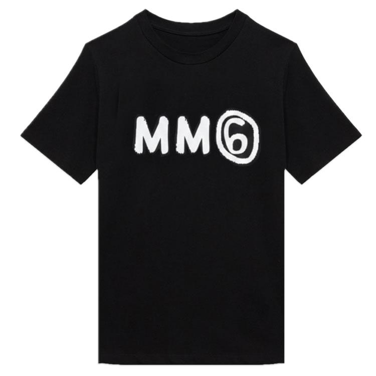【新品】 MM6　半袖Tシャツ　レディース　クルーネック　ブラック　サイズL MM6 エムエムシックス メゾンマルジェラ Maison Margiela Tシャツ