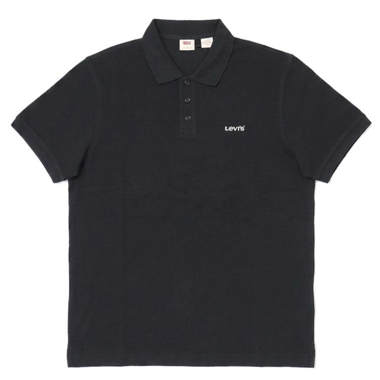 新品 エイチアイピーバイソリード 半袖 ポロシャツ 黒 02 ゴルフ HIP Levi's（リーバイス） ポロシャツ 半袖 メンズ ロゴ 刺繍 鹿の子 ワン