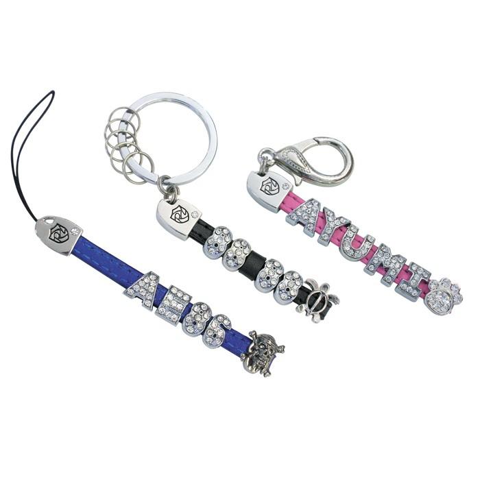 自分で組み合わせて作る クリスタルネームストラップ 立体文字