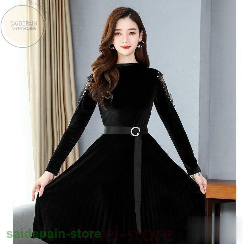 ベルベット ワンピース 結婚式 ワンピース パーティードレス 二次会 フォーマル 花柄 レース 膝丈披露宴 お呼ばれ 大人 代30代40代50代 魅了