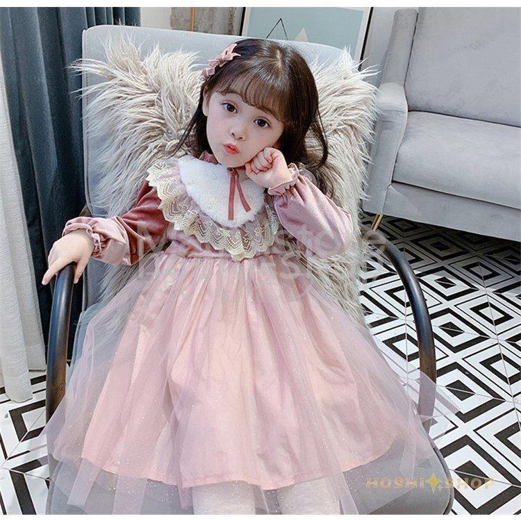 人気提案 キッズ ワンピース 裏起毛 110 100 90 新品 暖かい カジュアル 可愛い おしゃれ 結婚式 お姫様 チュール 子供ドレス レース ワンピース 長袖 冬服 女の子 子供服 ワンピース チュニック サイズ 1cm