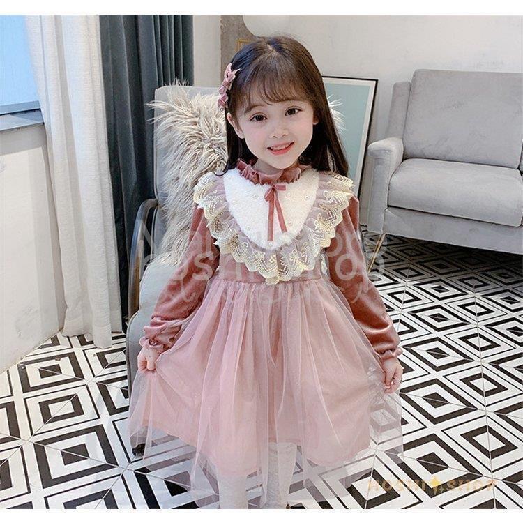 人気提案 キッズ ワンピース 裏起毛 110 100 90 新品 暖かい カジュアル 可愛い おしゃれ 結婚式 お姫様 チュール 子供ドレス レース ワンピース 長袖 冬服 女の子 子供服 ワンピース チュニック サイズ 1cm