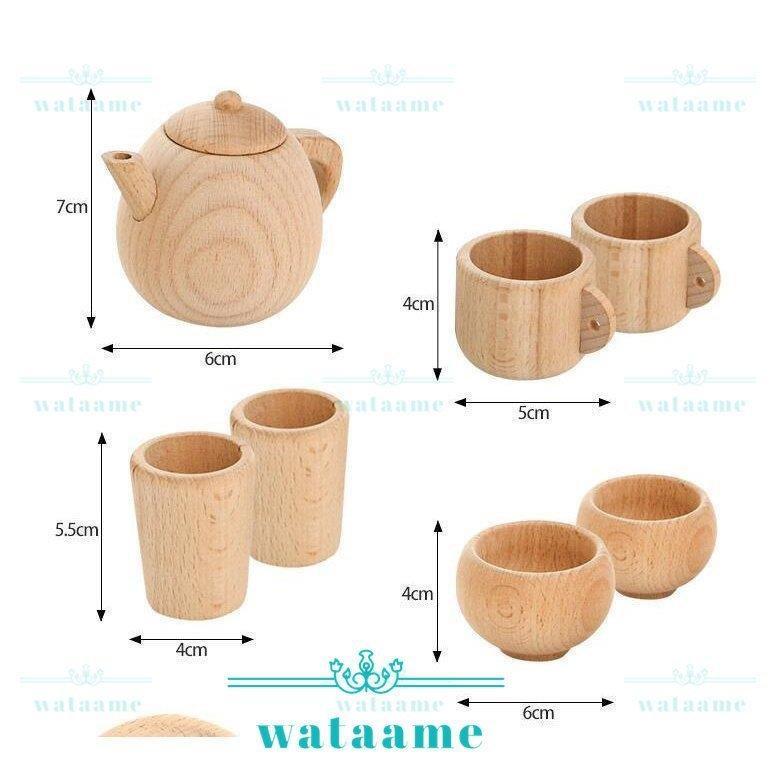 おままごと キッチンセット お茶セット 茶器 木製 茶道具 お茶碗 トレー スプーン ホーク 16点セット 知育おもちゃ 子供の日 入園祝い｜maifulstore｜03