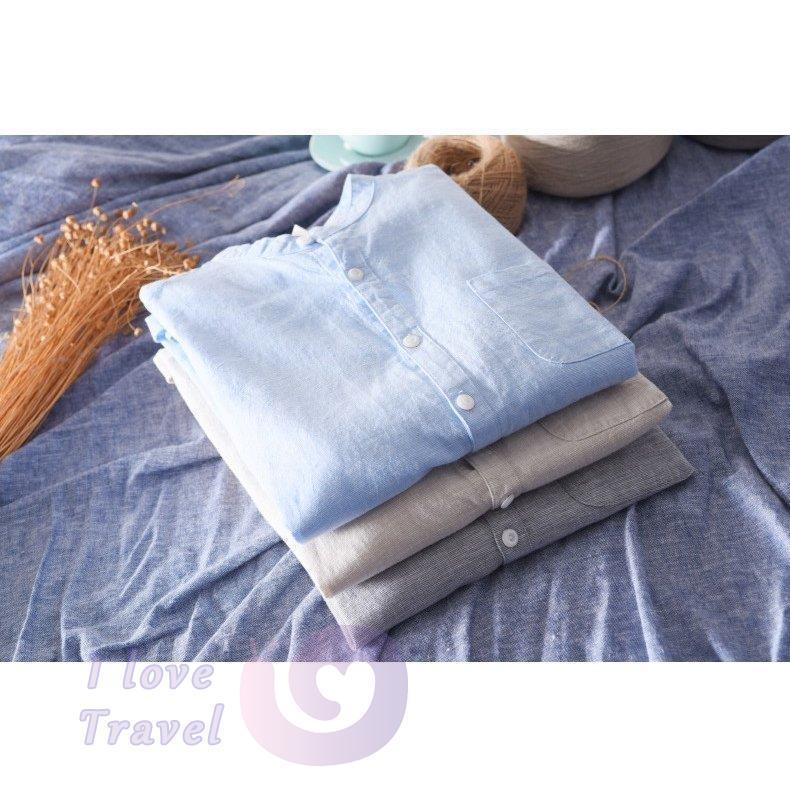 アウトレット 送料無料 シャツ メンズ 長袖 リネン 通気 無地 ノーカラー カジュアル 涼しい春 夏 長袖 サイズ 3xl Www Oroagri Eu