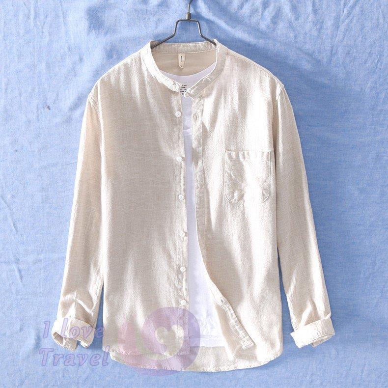 新作入荷 シャツ メンズ 長袖 リネン 通気 無地 ノーカラー カジュアル 涼しい春 夏 長袖 サイズ 2xl Www Oroagri Eu