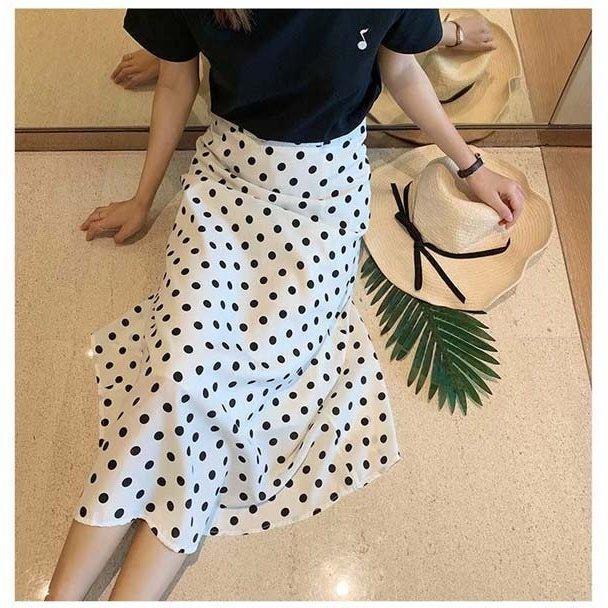 タイムセール】レディース 春 夏 水玉 ロングスカート ロング丈