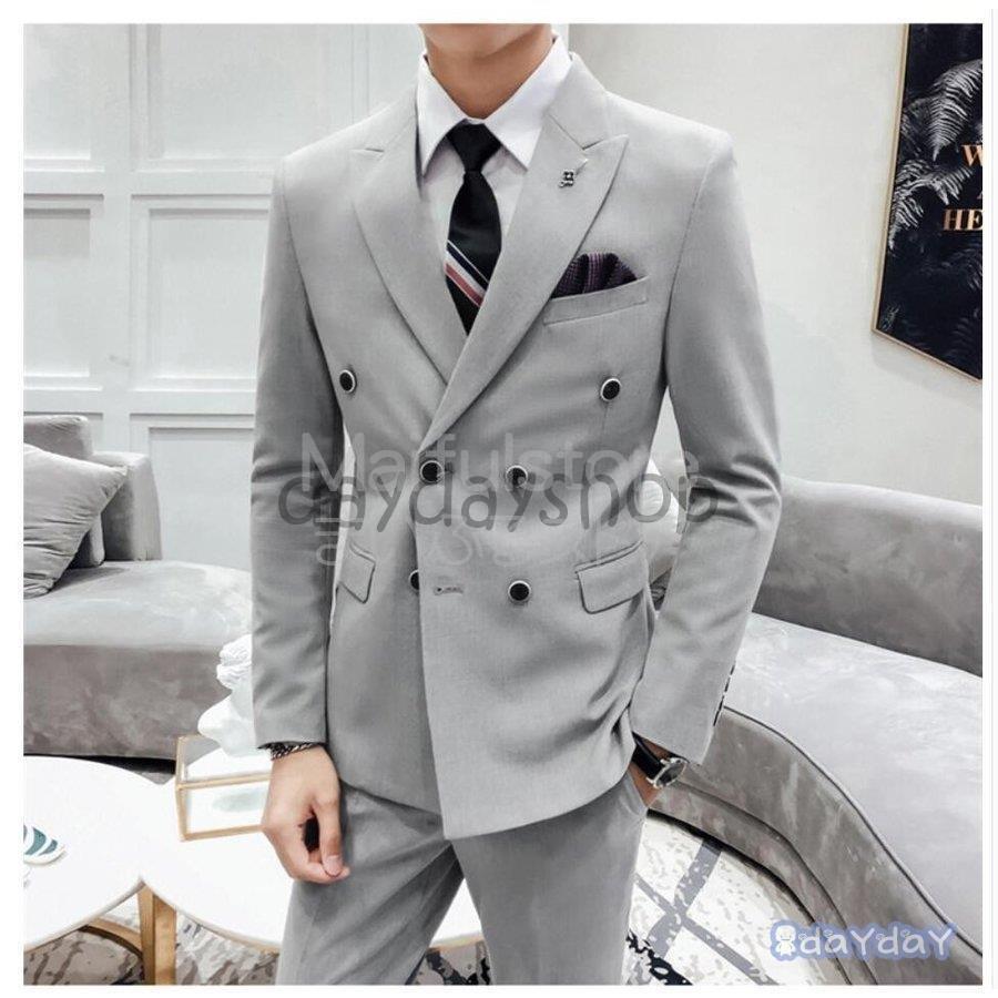 スーパーセール 3ピーススーツ ダブルボタンスーツ セットアップ スリーピース メンズスーツ ビジネススーツ 就職活動 卒業式 成人式 結婚式 ビジネススーツ カジュアル 冠婚葬祭就職活 結婚式 紳士服 通勤 細身 ベスト付き ビジネススーツ