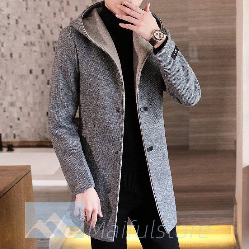 新作 ポケット フード付き ビジネスコート ロング丈 ウールコート ダッフルコート メンズ チェスターコート コート ウールコート ダッフルコート メンズ チェスターコート コート 厚手 カジュアル 通学 通勤 暖かい 秋冬 紳士 コート アウター