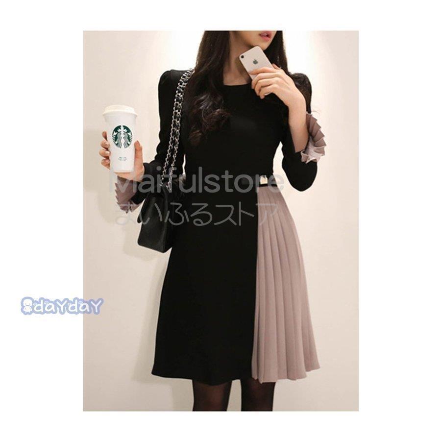 超特価激安 結婚式ドレス Aライン 長袖 切り替えワンピース 配色 膝丈ワンピース きれいめ 秋冬 40代 レディース ワンピース 通勤 着痩せ ロング ワンピース 色 写真色 Michiganestateplanning Com