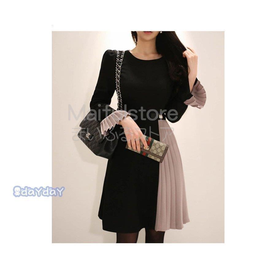 超特価激安 結婚式ドレス Aライン 長袖 切り替えワンピース 配色 膝丈ワンピース きれいめ 秋冬 40代 レディース ワンピース 通勤 着痩せ ロング ワンピース 色 写真色 Michiganestateplanning Com