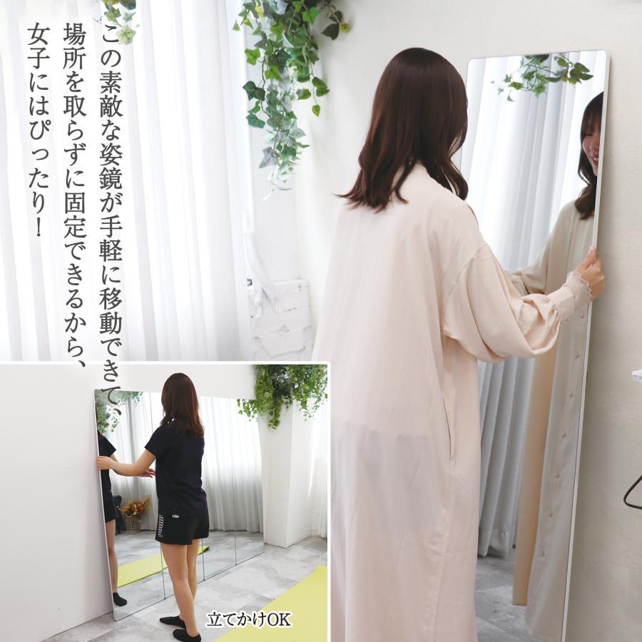 大型 丸角 スタンドミラー 壁掛け 全身鏡 姿見 165x60cm（ブラック） スタンドミラー 壁掛け 全身 鏡 姿見鏡 丸角 大型 軽量 薄いフレーム