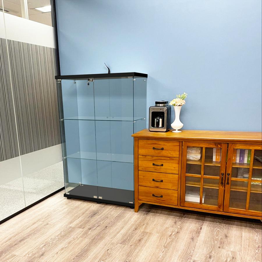 ガラスケース 3段両扉タイプ(鍵付き) 幅80.7×奥行き36.5×高さ125.7cm