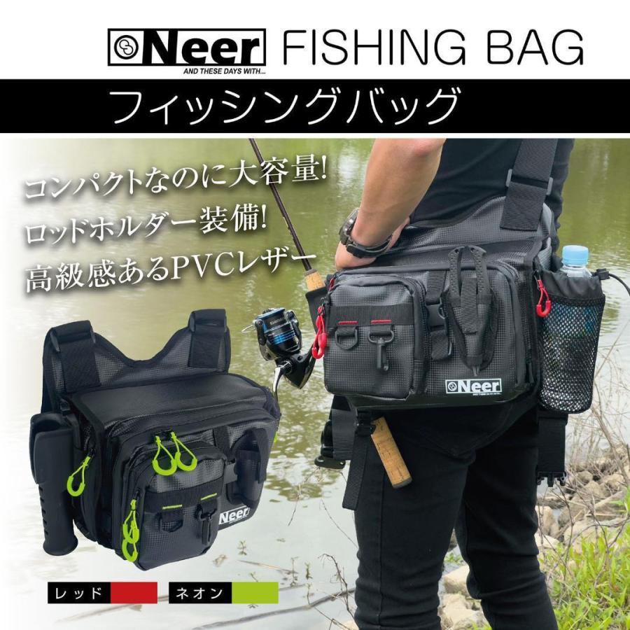Neer フィッシングバッグ タックルバッグ ロッドホルダー付き 釣り
