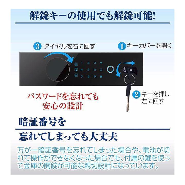 電子金庫 タッチパネル 指紋認証 アラーム機能付き 壁付け対応(60cm：黒) 電子金庫 タッチパネル (60cm, 黒) 指紋認証 アラーム機能付き