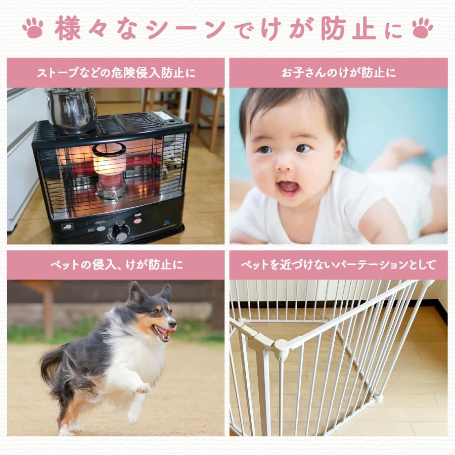 LIFAXIA ペットサークル 折りたたみ 小型犬 2ドア付き 自立式 