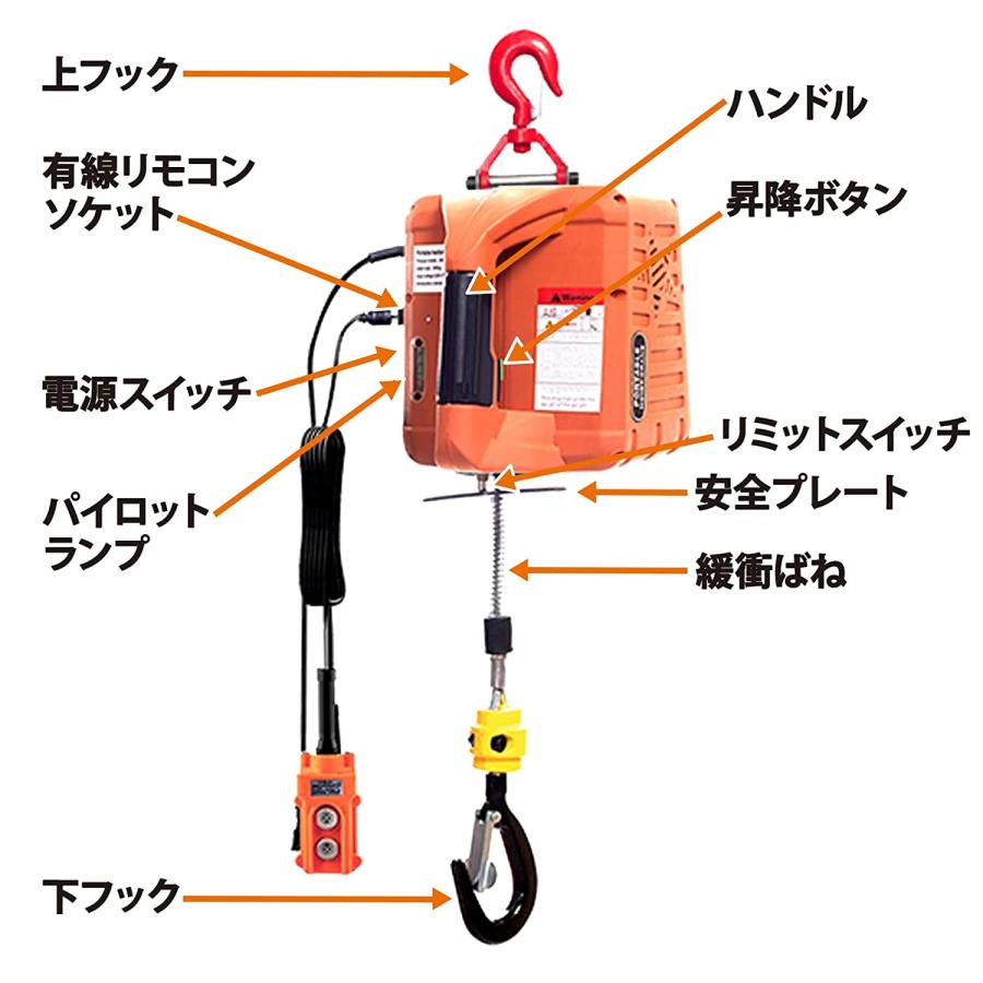 電動ウインチ 電動ホイスト 小型クレーン 巻き上げ機 吊り上げ能力