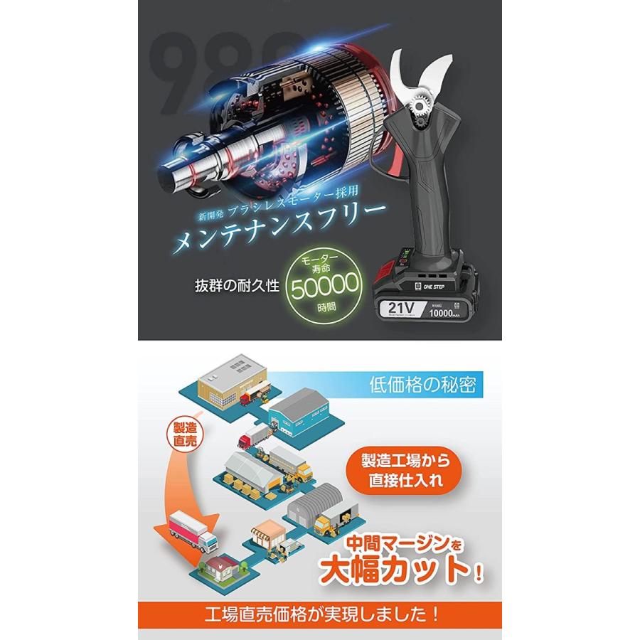 剪定ばさみ 電動 バッテリー 充電器付 園芸 盆栽 生け花 庭木 剪定鋏 枝切り ガーデン コードレス :741:Mailo Shop