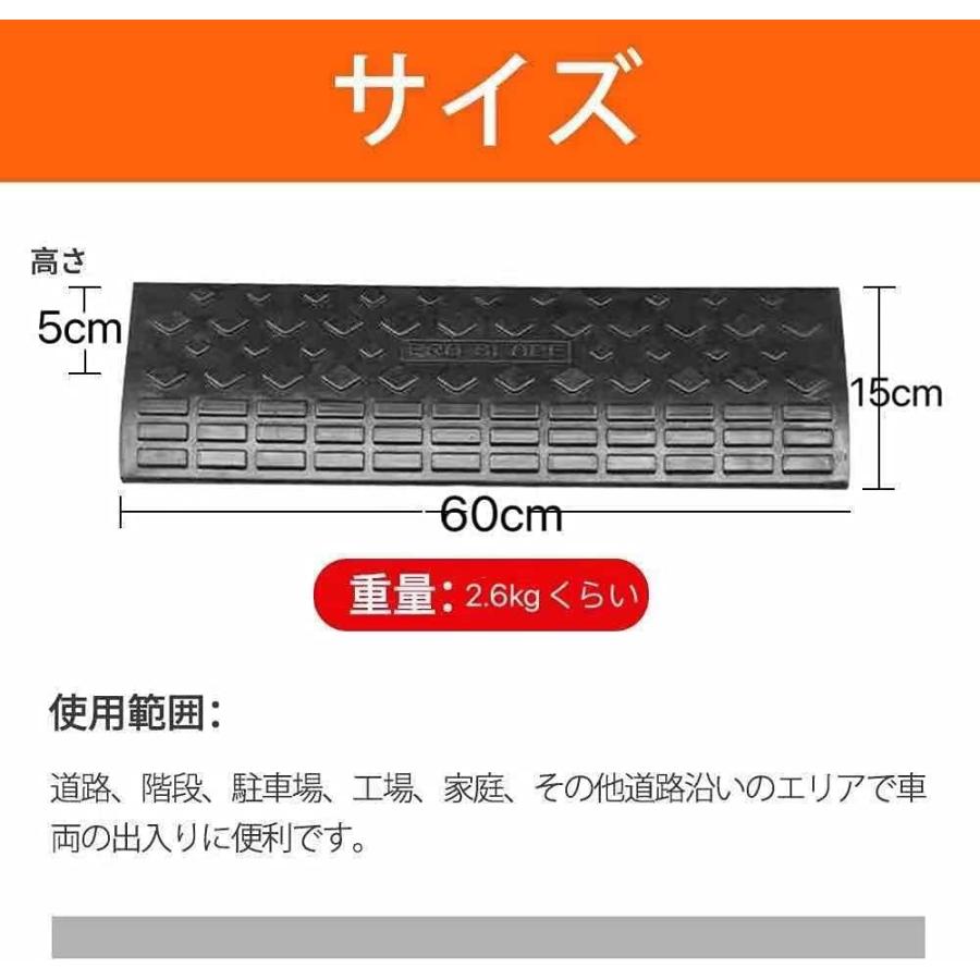 段差 スロープ 幅60cm 高さ5cm用 2個セット 滑り止め ゴム製 段差