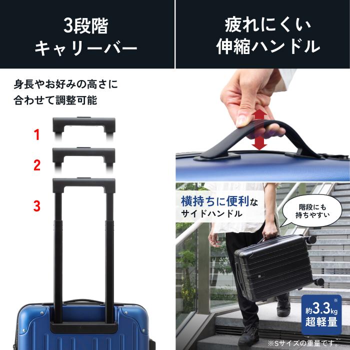 [MAIMO] スーツケース PROTES　Mサイズ フック付き ６０L ブルー MAIMO カップホルダー フック付き スーツケース MAIMO HOOKABLE 超軽量