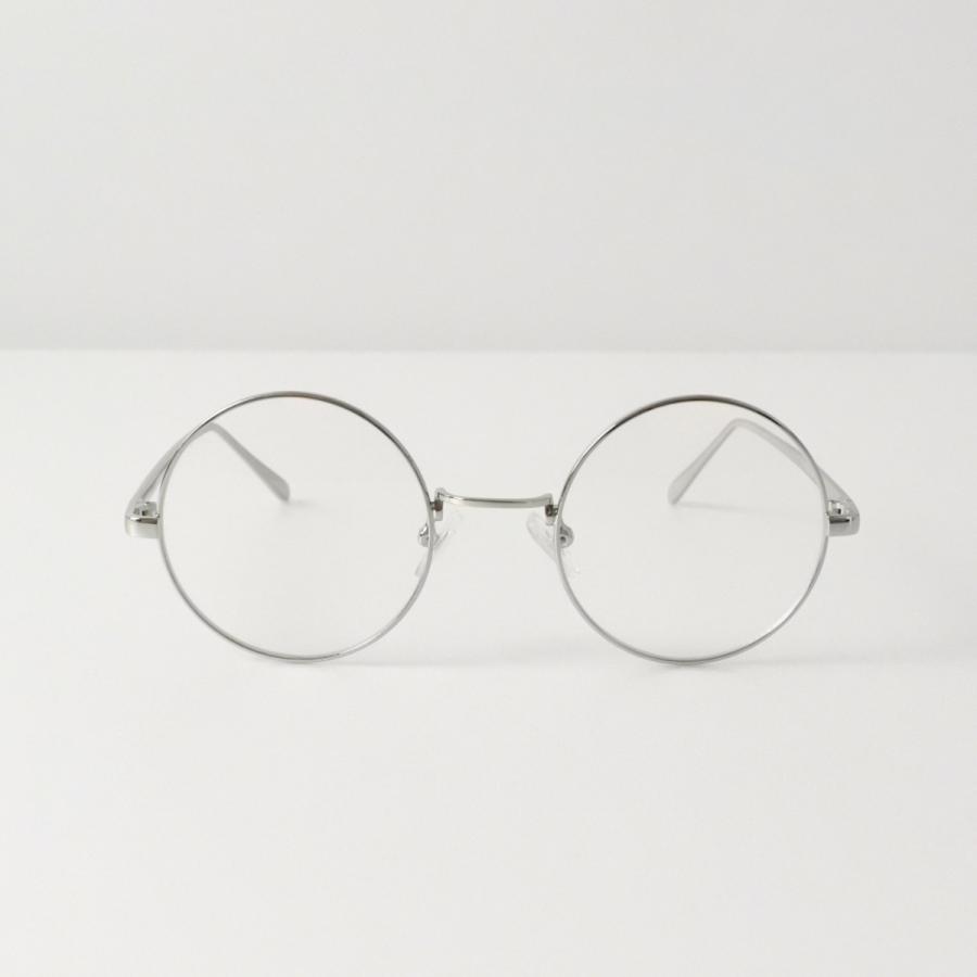 レディース アイアン 丸メガネ シルバー ラウンド 眼鏡 伊達メガネ