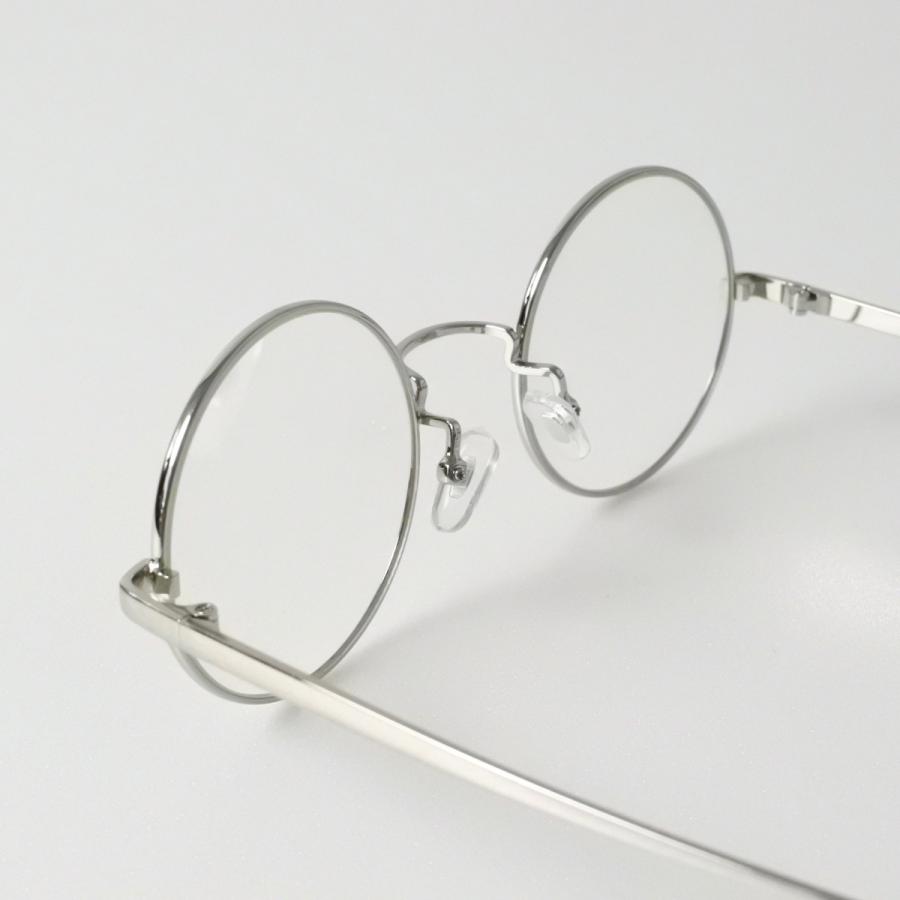 レディース アイアン 丸メガネ シルバー ラウンド 眼鏡 伊達メガネ