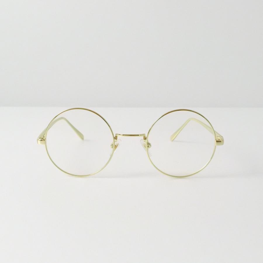 ファッション・伊達メガネ 丸型 ケース付き レディース アイアン 丸メガネ ゴールド ラウンド 眼鏡 伊達メガネ