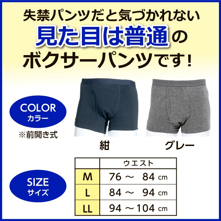 尿漏れパンツ 男性 失禁パンツ 快適ボクサーパンツ 3枚セット 軽失禁