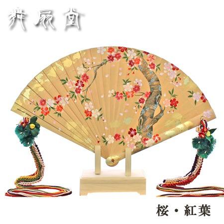 気質アップ 檜扇 扇子 京都「手描き檜扇/桜・紅葉」舞扇堂, アフロビート 94216045