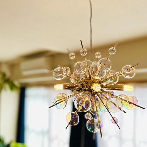 ペンダントライト 4灯 ガラス バブルシャンデリア LED付属 おしゃれ