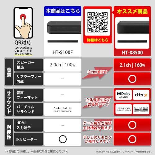 ソニー サウンドバー / HT-S100F 100Wハイパワー フロントサラウンド