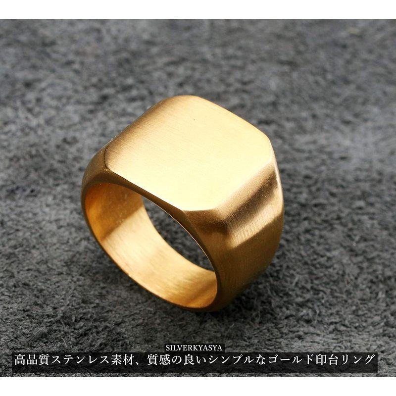 満点の 「silverKYASYA」ステンレス素材 シンプル 印台リング メンズ シンプル リング 金 ゴールドリング (19) 指輪 -  www.dancamacae.com.br
