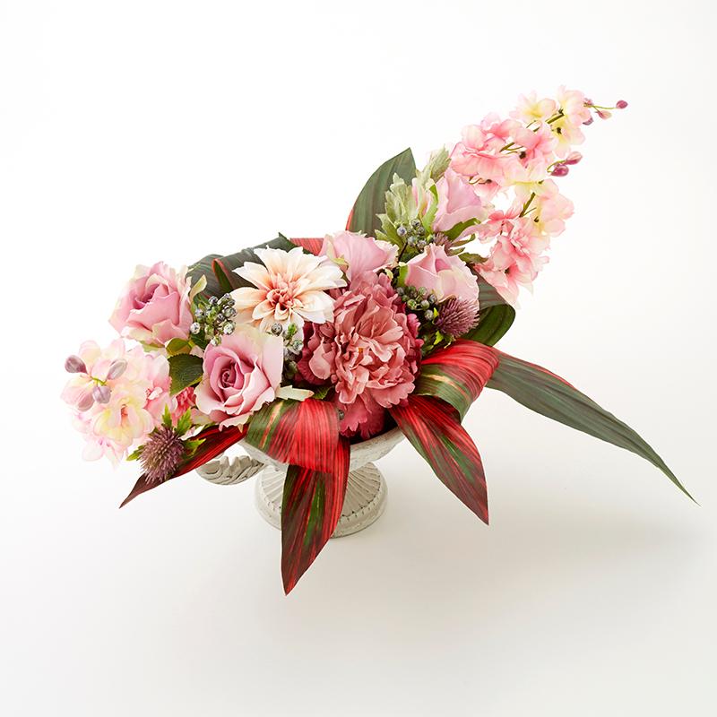 アンティークブリキポットピンク 幅65cm / 花 造花 フラワー フラワーアレンジメント フラワーアレンジ ホワイト 白 きれい インテリア リビング