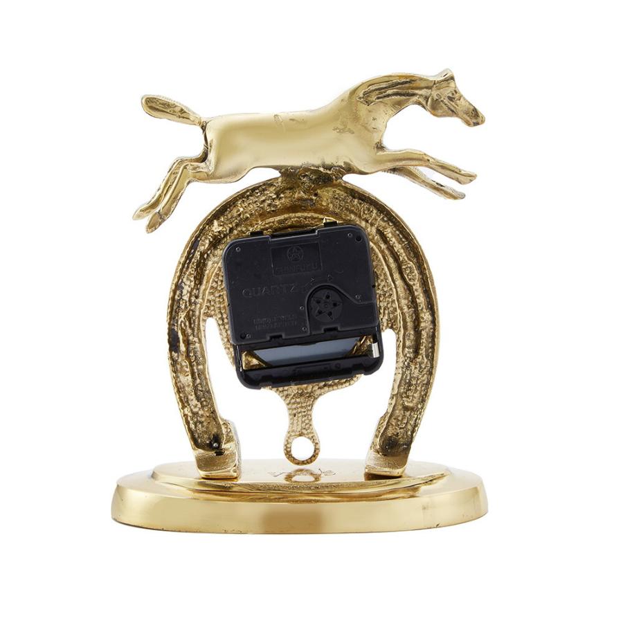 スペイン製 真鍮 置き時計 ホース 幅14cm / 時計 ウマ 馬 おしゃれ
