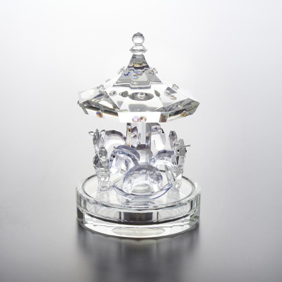 クリスタルオブジェ メリーゴーランド 幅10cm / 置物
