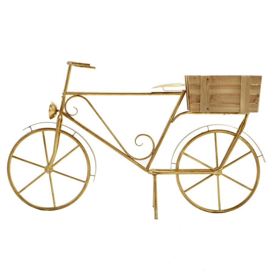 アイアン オブジェ 自転車 幅148cm / バイク 金メッキ 什器 置物 