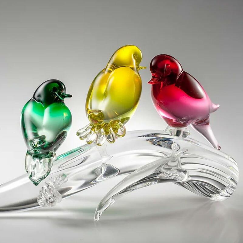 鳥 小鳥 Murano ムラーノガラス 置物 インテリア ガラス細工 飾り物 鳥