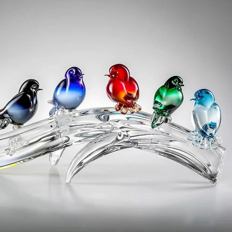 イタリア製 ザネッティ社 カラフルな小鳥6羽の低い枝飾り AZ5-6-T