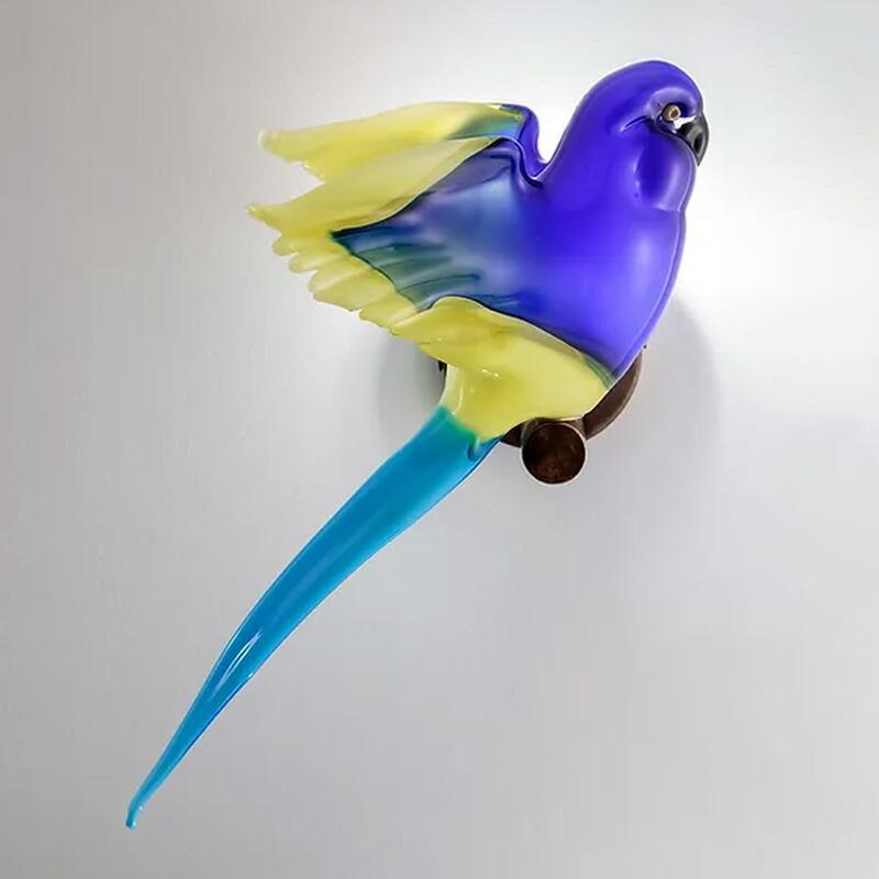イタリア製 ザネッティ社 鳥(ブルー×イエロー×アクアマリン/翼広げ) CO