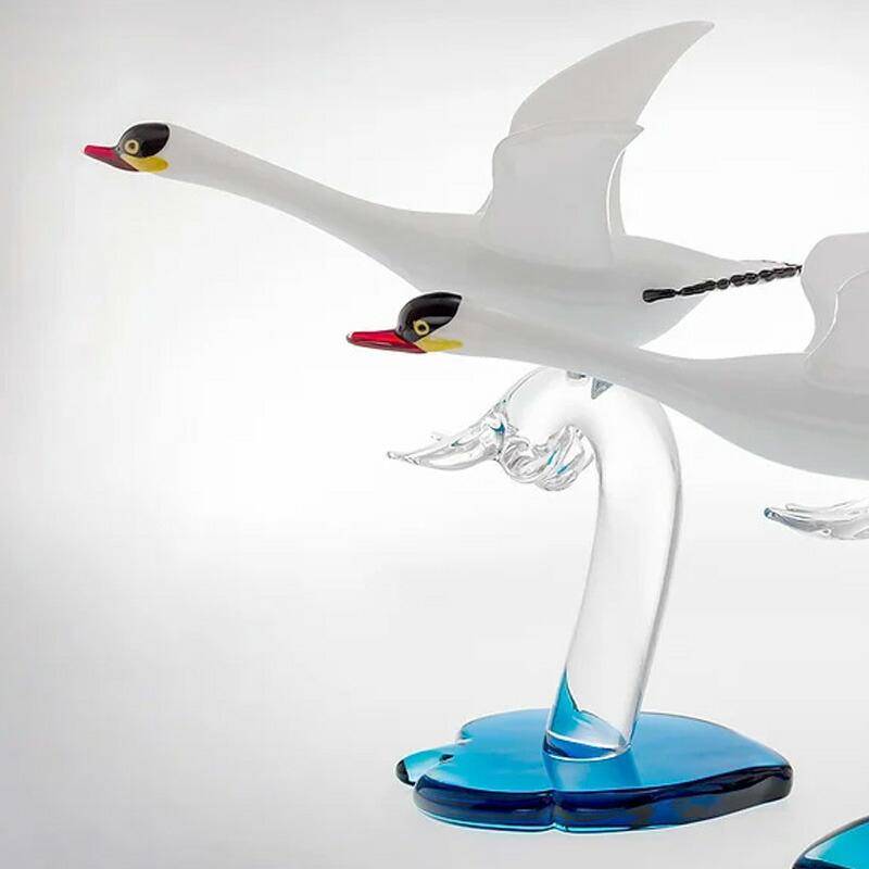 イタリア製 ザネッティ社 白鳥3羽(飛翔) ZV1180-4 / Zanetti Murano