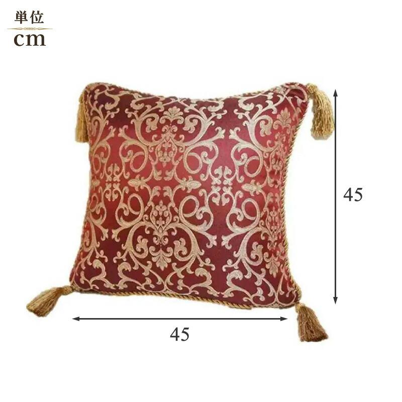 Poinsettia ポインセチア クッション 45x45 / ジェニファーテイラー クッションカバー 中綿付き パンヤ付き 枕 赤 レッド ゴールド 雑貨 高級 おしゃれの画像