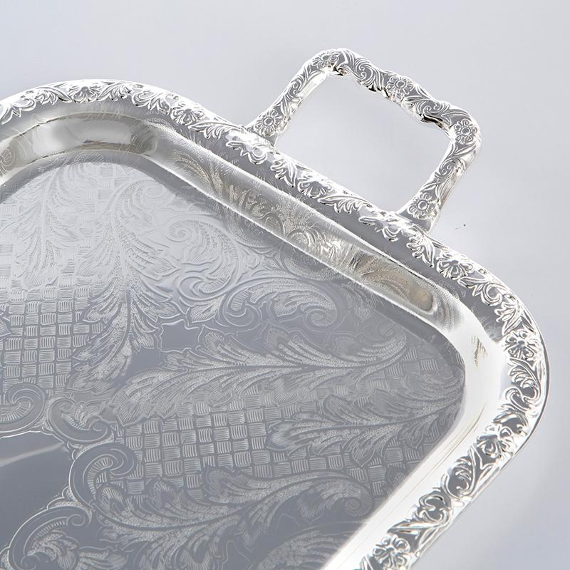 限定販売】【限定販売】クイーンアン ハンドルトレイ 幅44cm QUEEN ANNE トレイ トレー 長方形 食器 洋食器 銀メッキ インテリア 雑貨 高級 おしゃれ エレガント 姫系 お盆、トレイ 銀メッキ トレイ