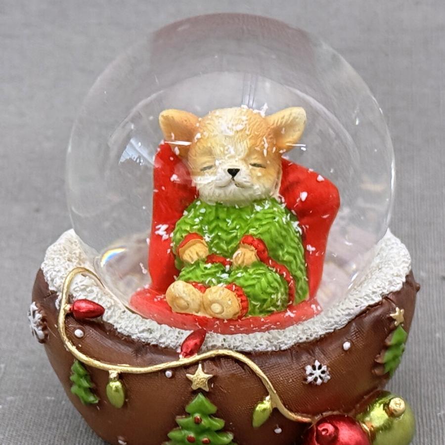 レジン ドッグ スノードームツリー 高さ4.9cm / クリスマス 装飾