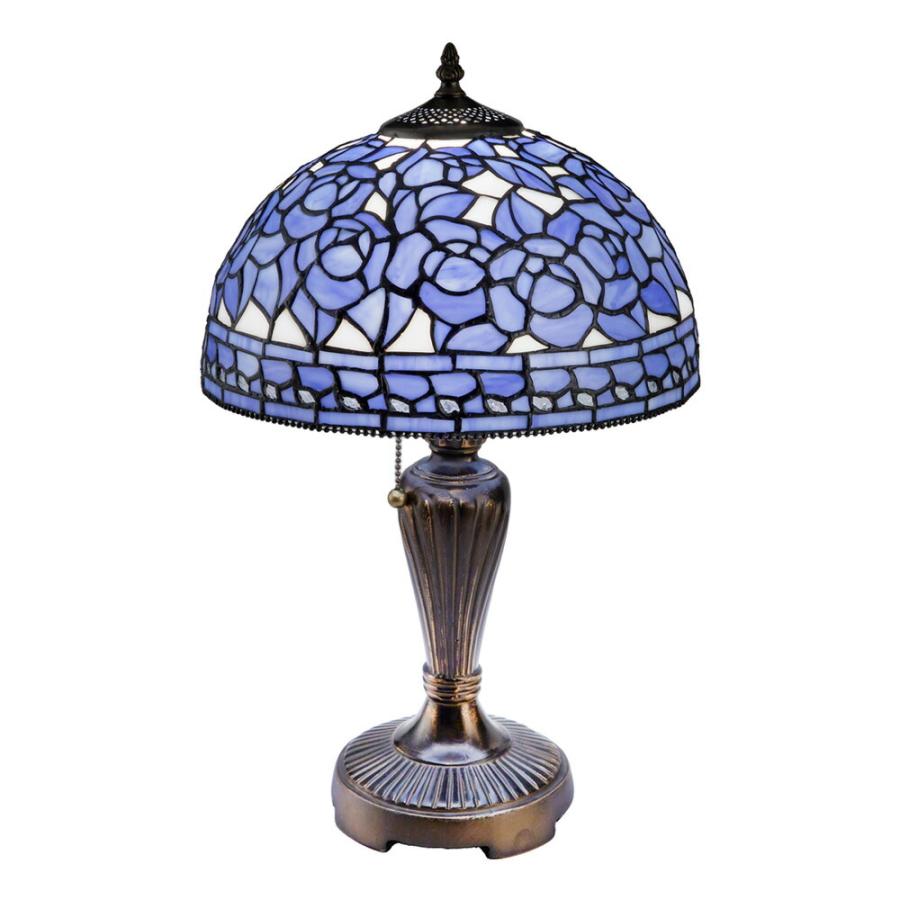 ステンドランプ ブルーローズ / ステンドグラス ランプ デスクランプ