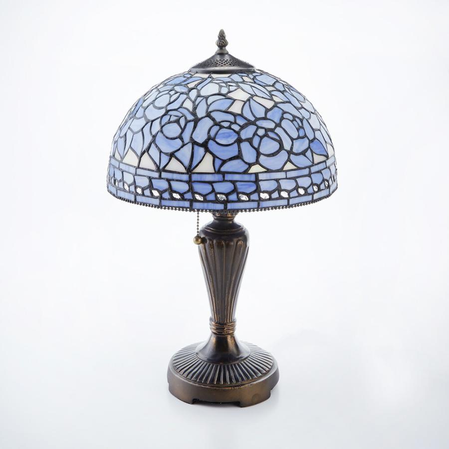 ステンドランプ ブルーローズ / ステンドグラス ランプ デスクランプ