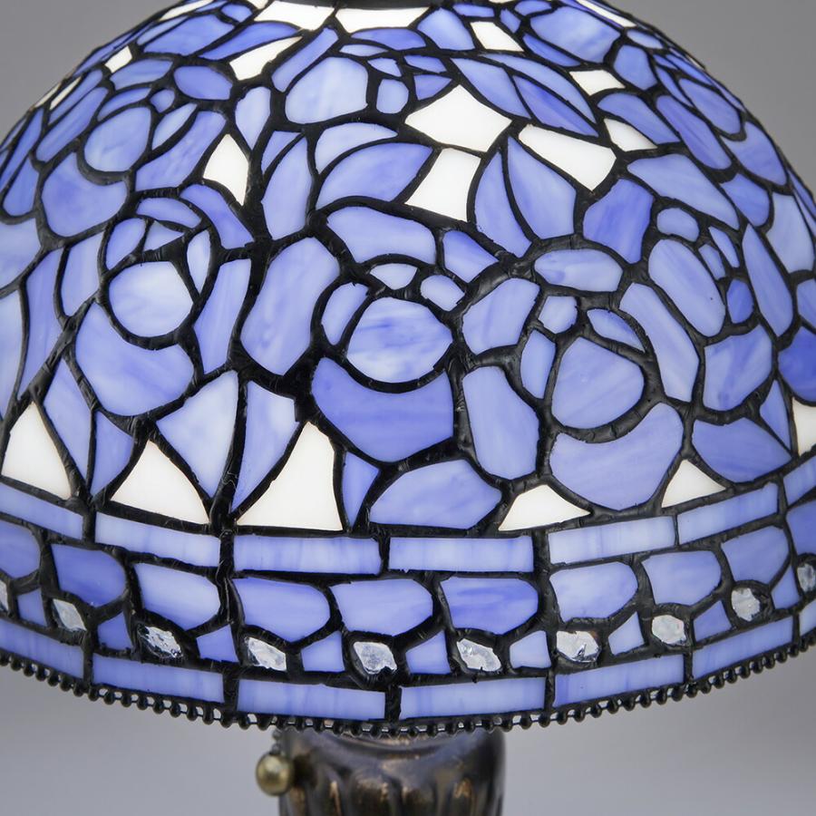 ステンドランプ ブルーローズ / ステンドグラス ランプ デスクランプ