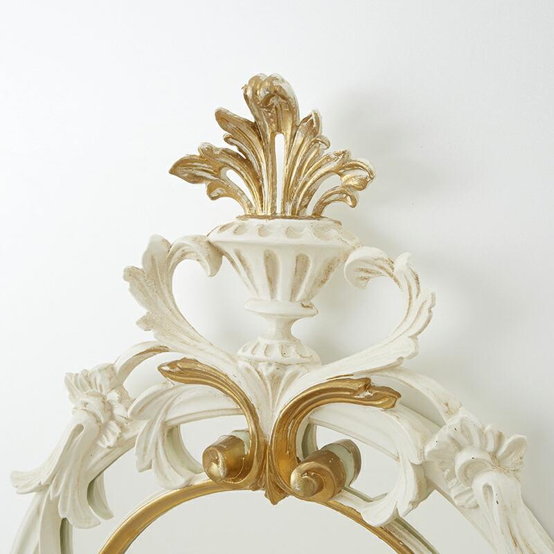 イタリア製 ヴィンテージ調高級装飾的ホワイトフレームの姿見アンティーク調 イタリア製 ヴィンテージ調高級装飾的ホワイトフレームの姿見