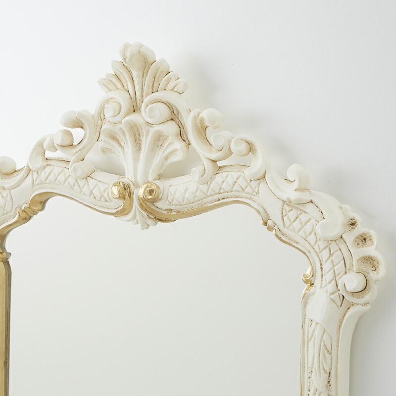 イタリア製 ヴィンテージ調高級装飾的ホワイトフレームの姿見